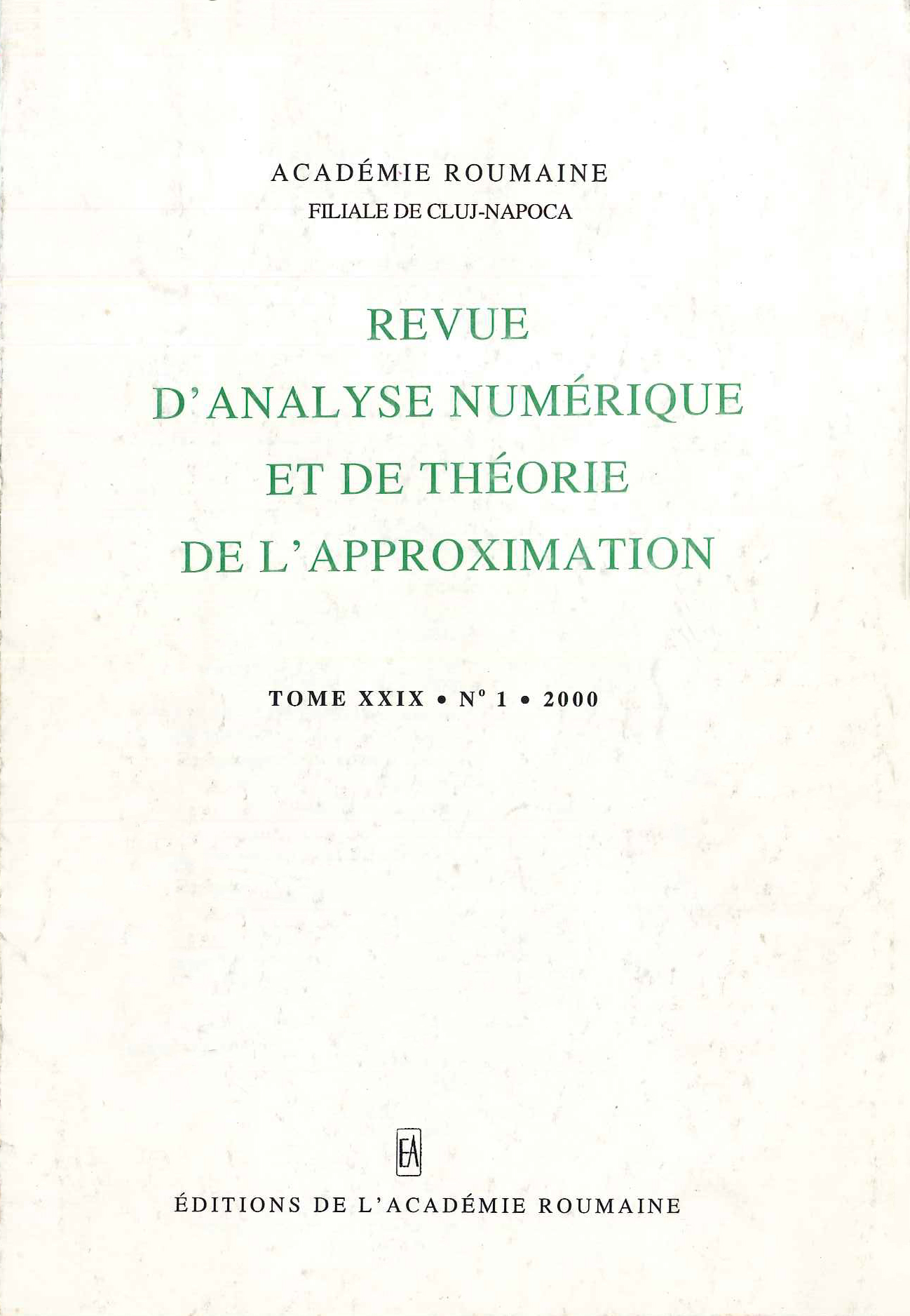 					View Vol. 29 No. 1 (2000)
				